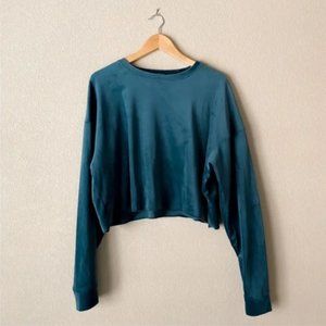 Wild Fable Teal Velour Cropped Sweatshirt